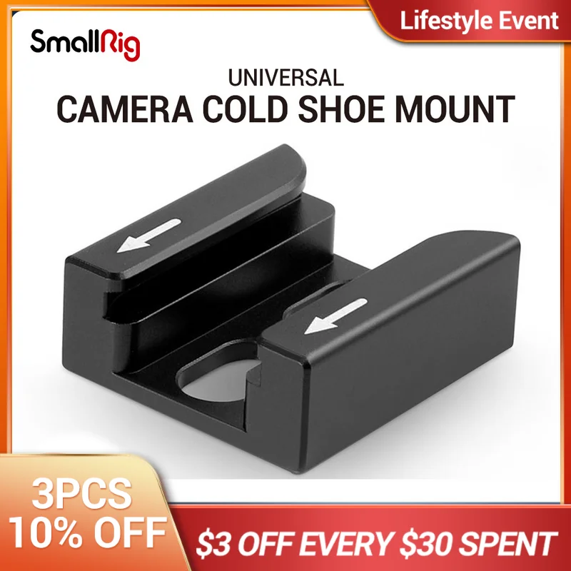 

SmallRig Camera Photo Accessories Cold Shoe Adapter with Two 1/4" Thread Holes for Flash Light Monitor Microphone Attach - 1960
