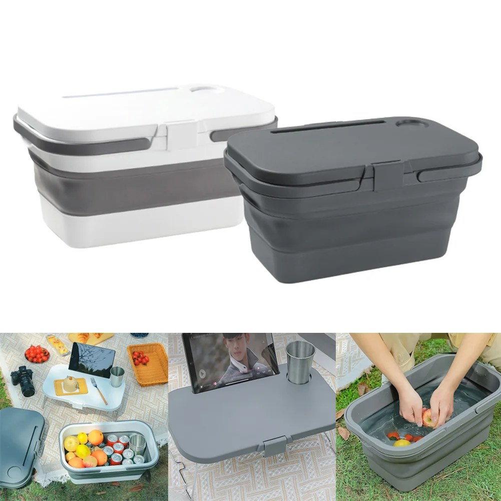 

Outdoor Large Capacity 50L Folding Storage Box With Lid Table For Camping Travel Portable Fishing Table Picnic Storage Box