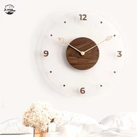 acrylic wall clock round mute nordic simplicity wood creative luxury wall clock for living room glass mirror reloj cocina pared