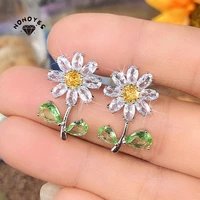 luxury flower cubic zirconia earrings for women simple design flower earrings 2022 new summer popular jewelry accessories gift