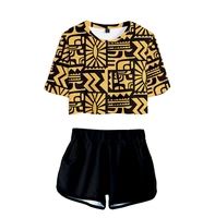 2021 fashion stranger things 3d women two pieces set casual summer crop top shorts summer cool thin trendy streetwear clothes