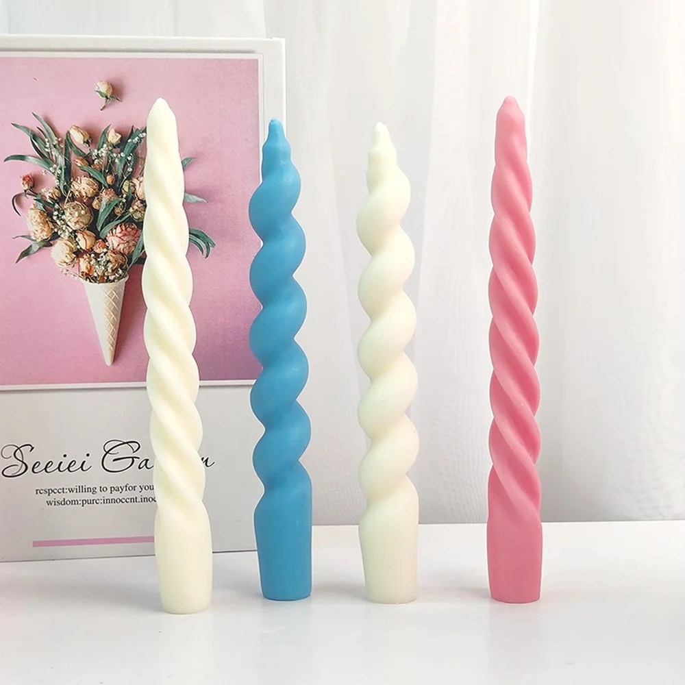 

Spiral Taper Candle Mold 3D Long Twisted Silicone Candle Molds DIY Christmas Candlelight Dinner Valentine's Day Home Decoration