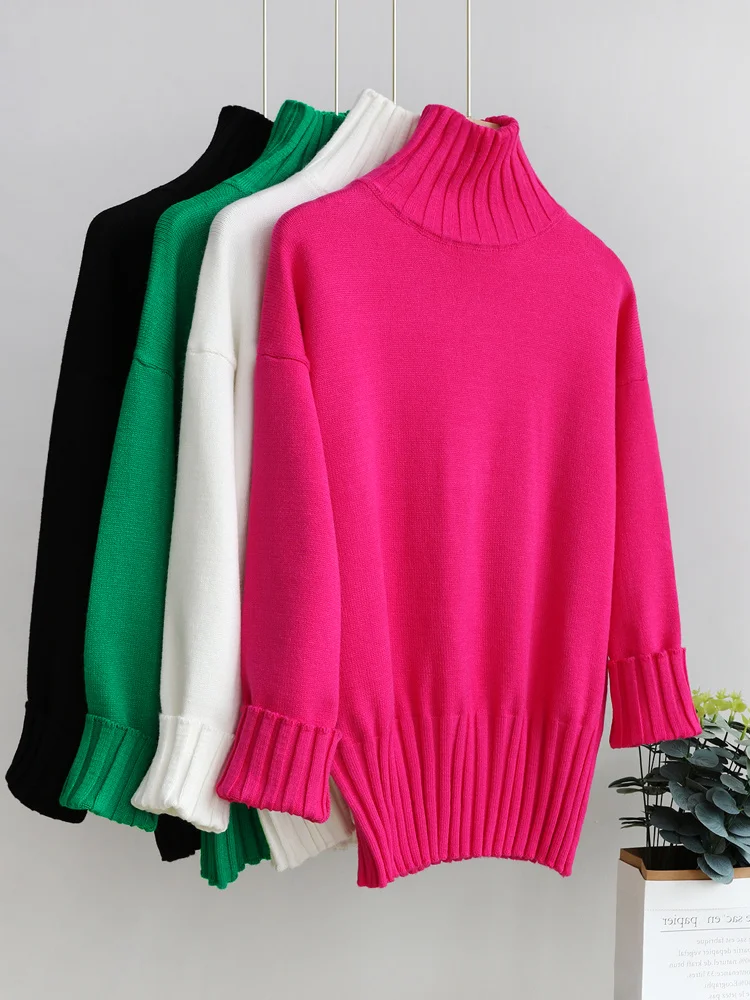 

2023 Turtleneck Women Sweater Autumn Winter Korean Pullover Basic Tops Casual Soft Knitted Sweaters Long Sleeve Jumper Soft Warm