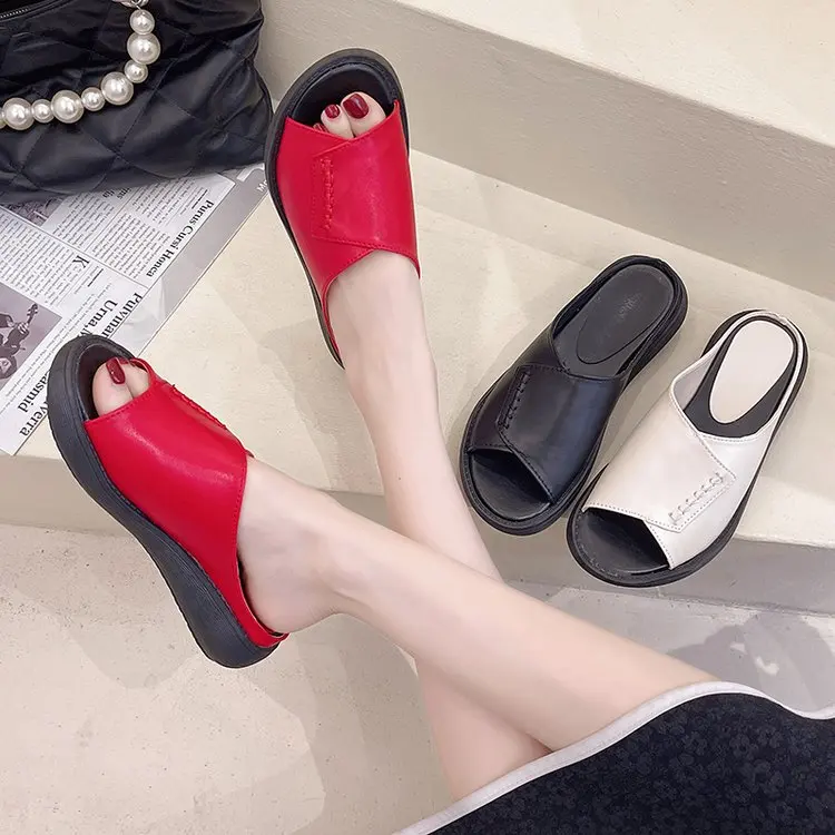 

Home Women Thick Bottom Slippers Platform Chunky Heel Living Room Bathroom Slides Non Slip Trend Designer Shoes Ladies Female
