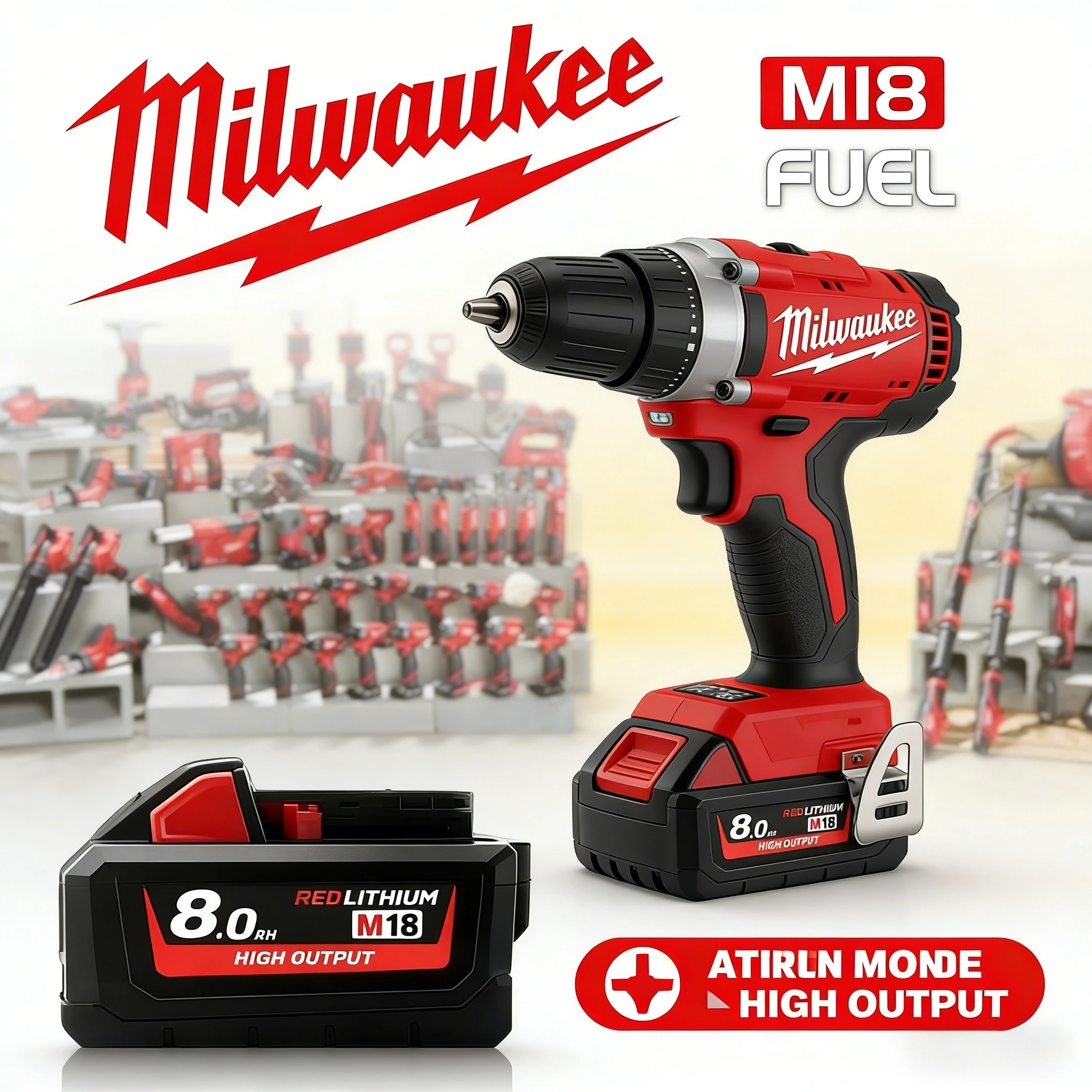 Фото Аккумулятор для электроинструмента Milwaukee M18, зарядное устройство, BR, XC, 18В, 6.0Ач M18B5, 48-11-1860, со встроенным аккумулятором 18650 6000мАч/12000мАч №1