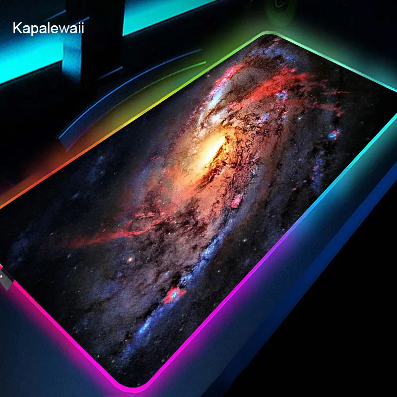 

LED Gaming Mousepads Space Large Desk Mat PC Gamer Mausepad 100x55 XXL RGB Mouse Pad Luminous Japanese Mouse Mat With Backlight