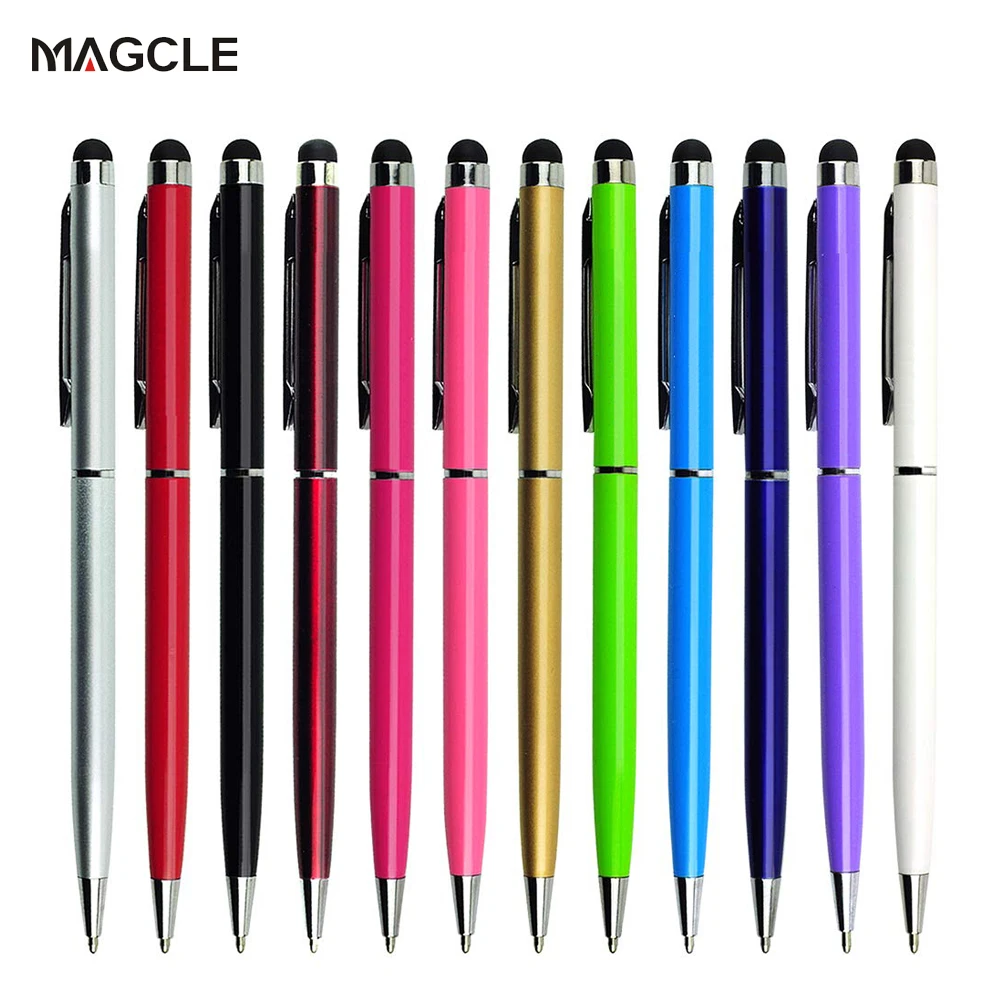 

Kawaii 10 шт./компл. 2 в 1 универсальный металлический стилус ручки с шариковой ручкой для сенсорного экрана для всех емкостных экранов дропшиппинг