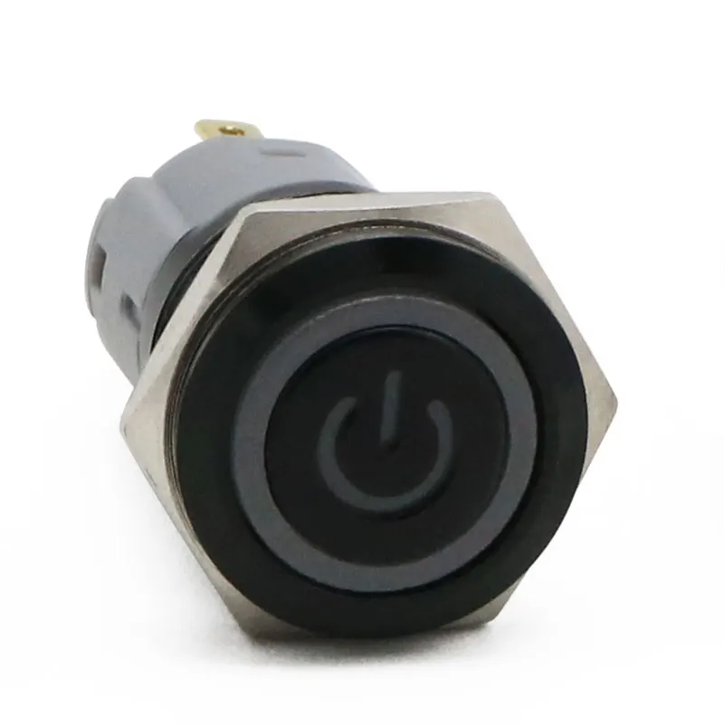 16 мм 3-6 В 220 В водонепроницаемый металлический кнопочный переключатель светодиодный светильник анодированный оксид черный мгновенная фиксация двигателя автомобиля ПК выключатель питания