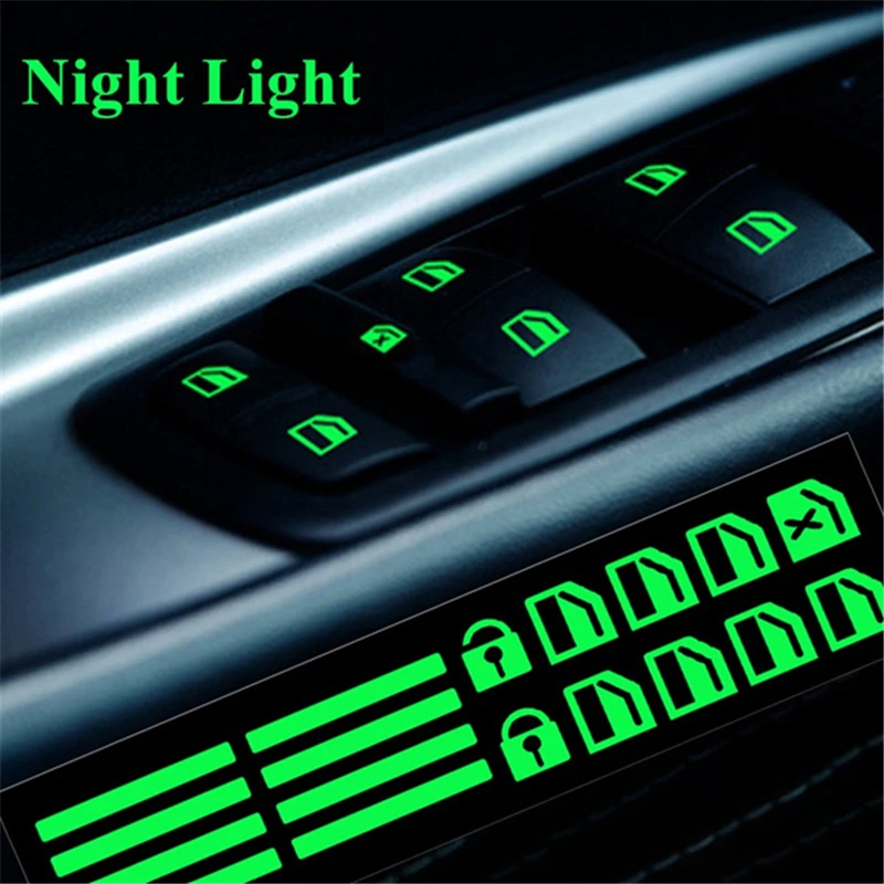 

2022 New Car Door Window Lift Window Button Sticker Car Sticker Luminous Car Styling Car Accessories Interior Parts Universal