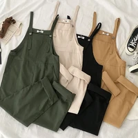 bib pants womens korean version loose and thin one piece nine point wide leg straight work casual pants spring and summer
