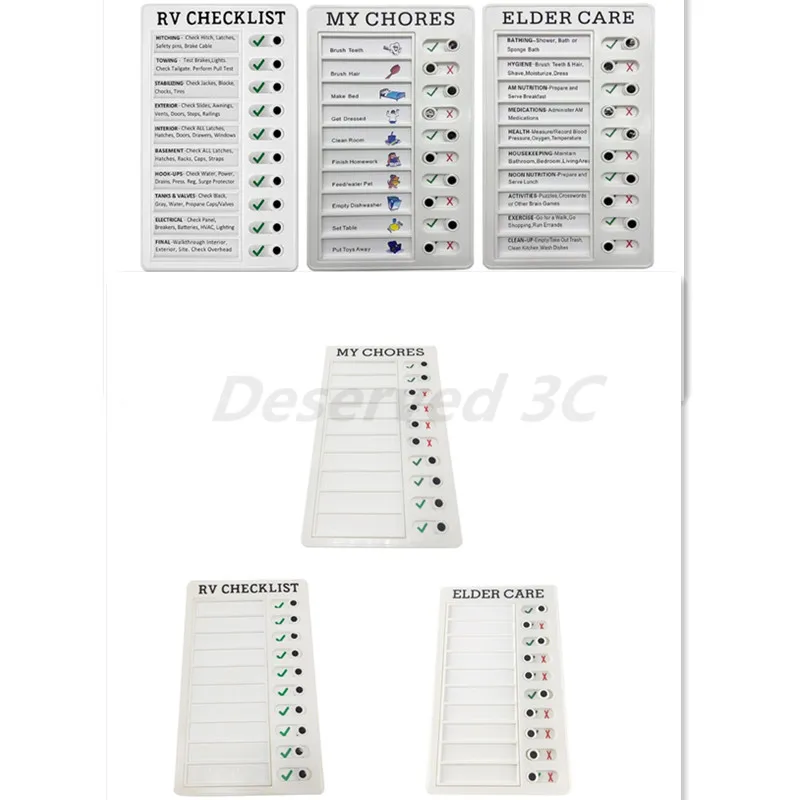 Multi-purpose Memo Checklist To-do-list Pad 5''x8'' Adjustable My Chores Checklist Board for Car RV Home Classroom Wall