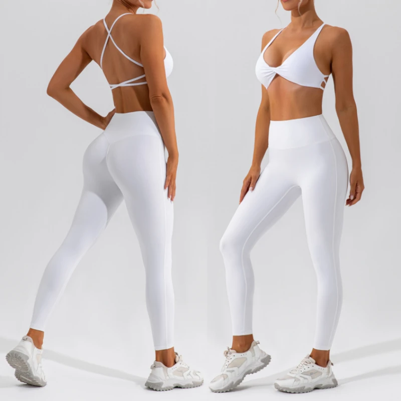 Summer Gym Set Sexy Bra Booty Shorts Yoga Suit For Fitness Leggings 2 Piece Sets Women Outfit Sports Top Workout Activewear 2023