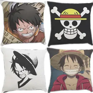 Juste de coussin carrée Anime One Piece, Luffy, ZanZoro, Nami, Shanks,  style noir et blanc, taie d'oreiller unique, créatif, 45x45cm - AliExpress