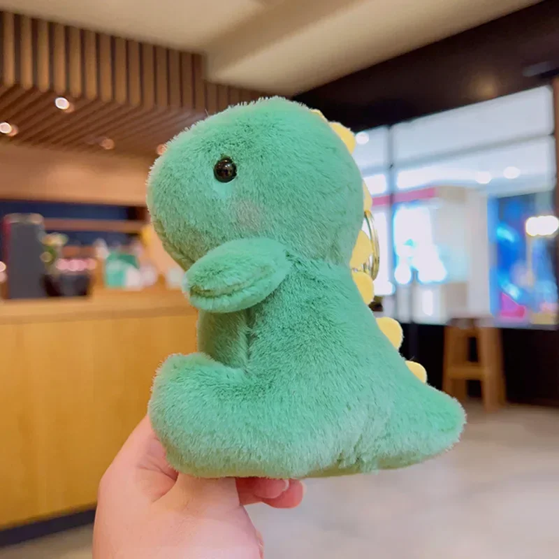 

Powder Blusher Dinosaur Cartoon Plush Key Chain Student Schoolbag Hanging Machine Doll Plush Birthday Present Keychain Plush