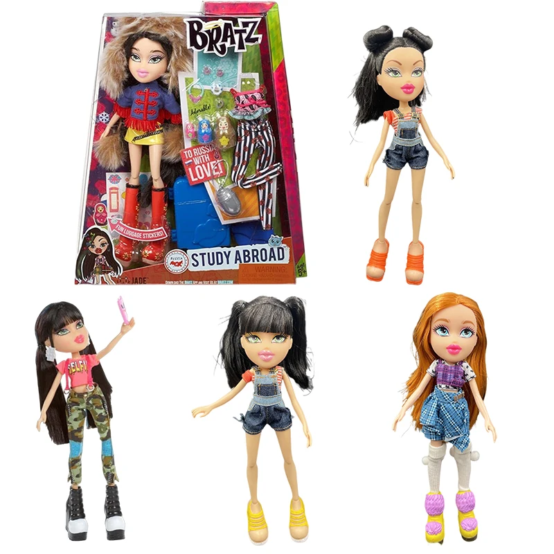 Bratz Doll Study Abroda Jade Fun Luggage Stickers Cloe Anime Cartoon Princess Makeup Action Model Bulk Figure Accessory Toy Gift