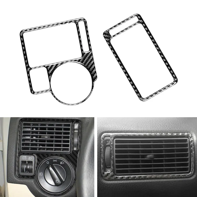 

Real Carbon Fiber Car Dashboard Panel Side Air Condition Outlet Vent Trim Cover For VW Golf 4 Jetta Bora MK4 R32 GTI 1999-04 LHD