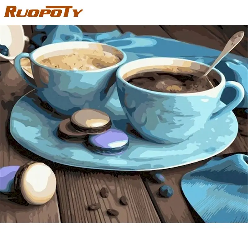 

RUOPOTY Painting By Numbers 60x75cm Frame Coffee Scenery Oil Picture By Number Handmade Unique Gift For Adults Home Decors