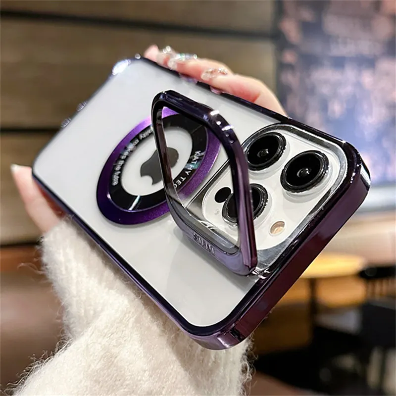 

Electroplated Invisible Lens Camera Glass Film Protection Case For iPhone 14 13 12 Pro Max 11 13 14 Pro With Magsafe Phone Cover