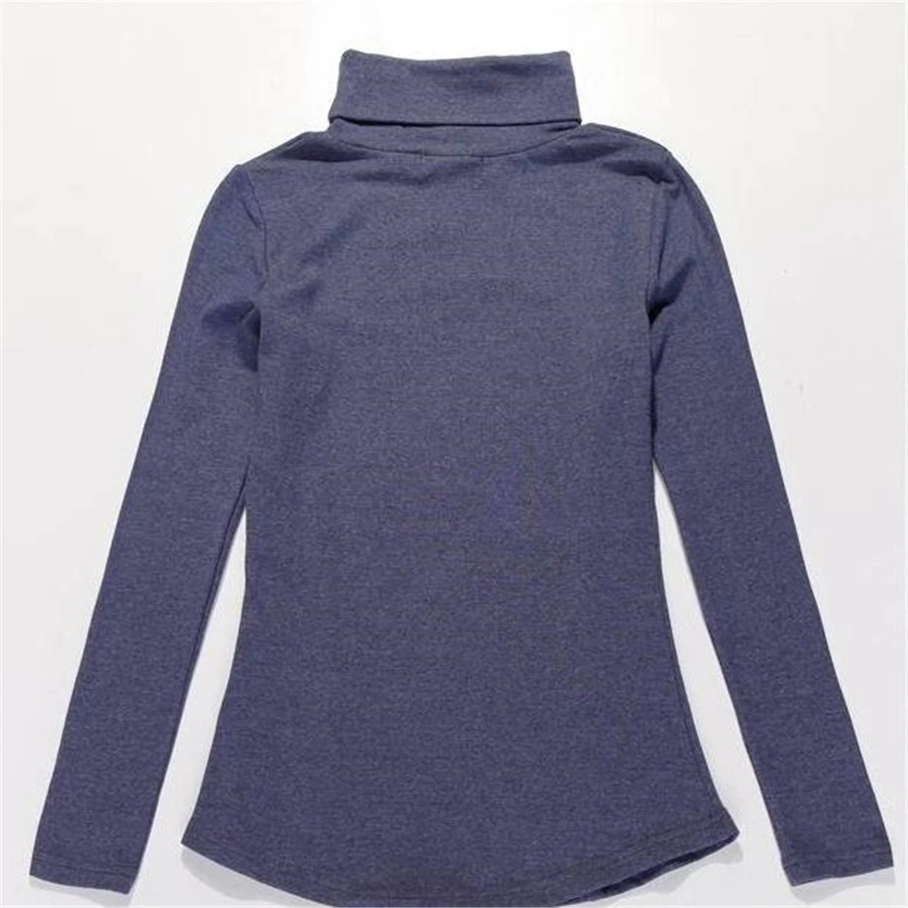 

Women Spring Autumn Hot Sale Solid Turtleneck Stretch Slim Sweaters Lady Autumn Hot Sale Irregular Hedging Cotton Sweater