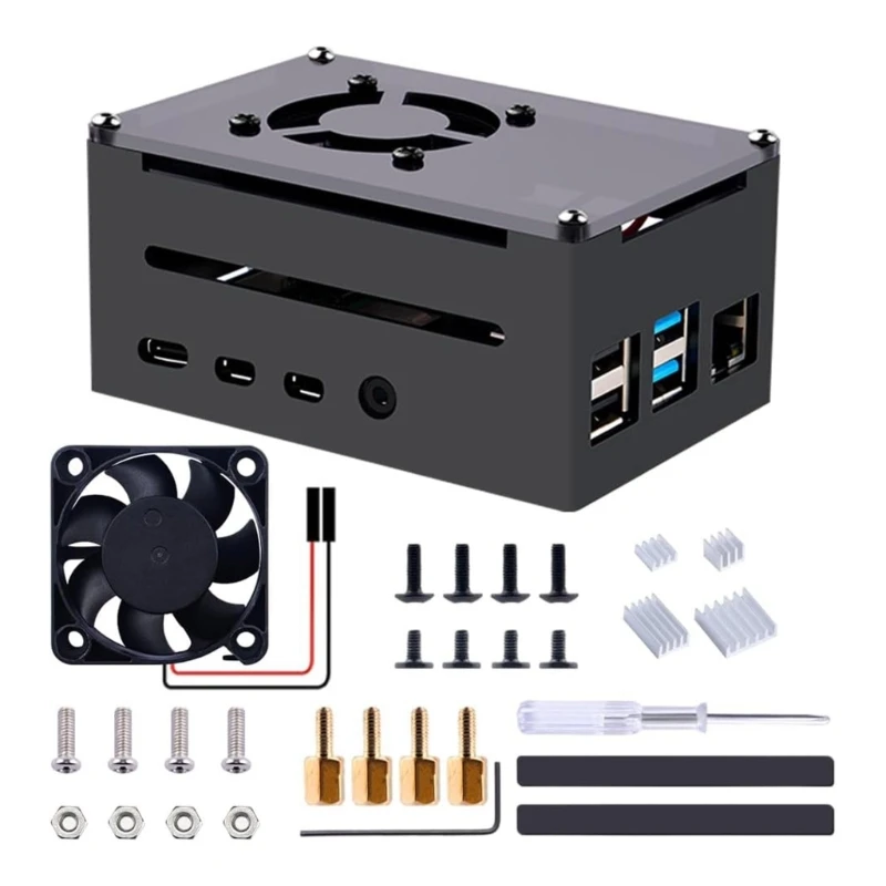 

Passive Cooling Case Aluminum Alloy Enclosure for RaspberryPi4 4B Cover Box