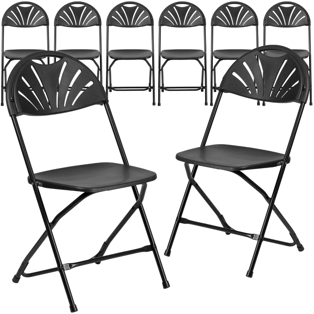 

Flash Furniture 8 Pk. HERCULES Series 800 lb. Capacity Black Plastic Fan Back Folding Chair