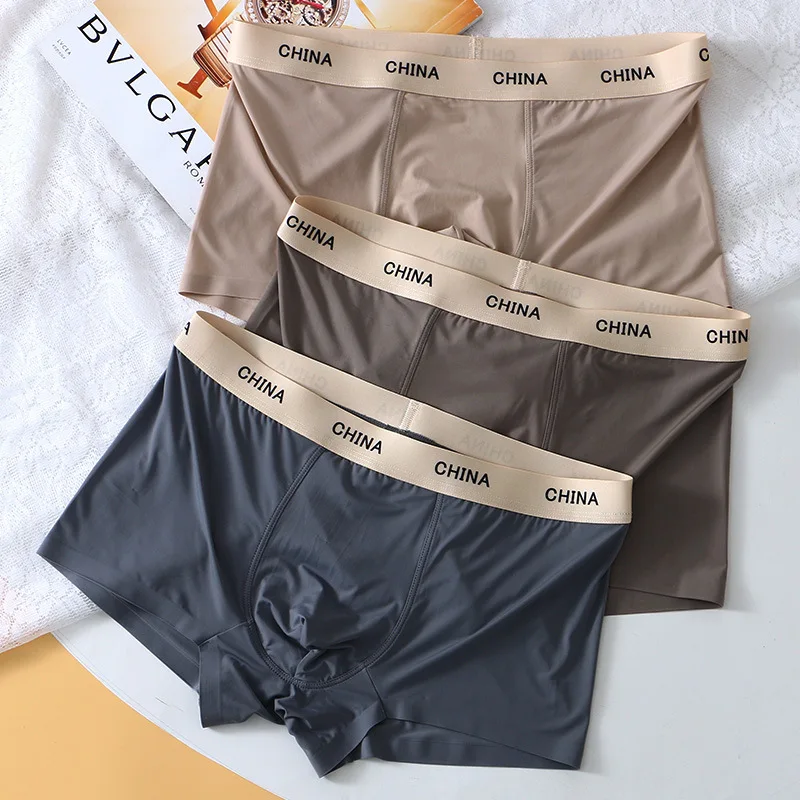 3PCS Boxers Men Solid Color Panties Male Underpants Ultra-thin Sexy Underwear Summer COOL Trunk Shorts free shipping