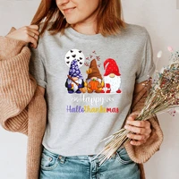 happy hellothanks gnomes tshirt women streetwear thanksgiving christmas print women top harajuku women sexy tops