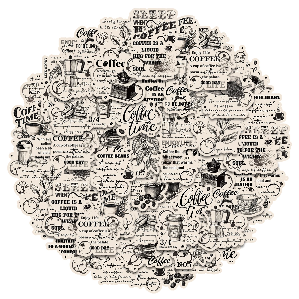 

20 шт. Винтажные наклейки с кофейным рисунком