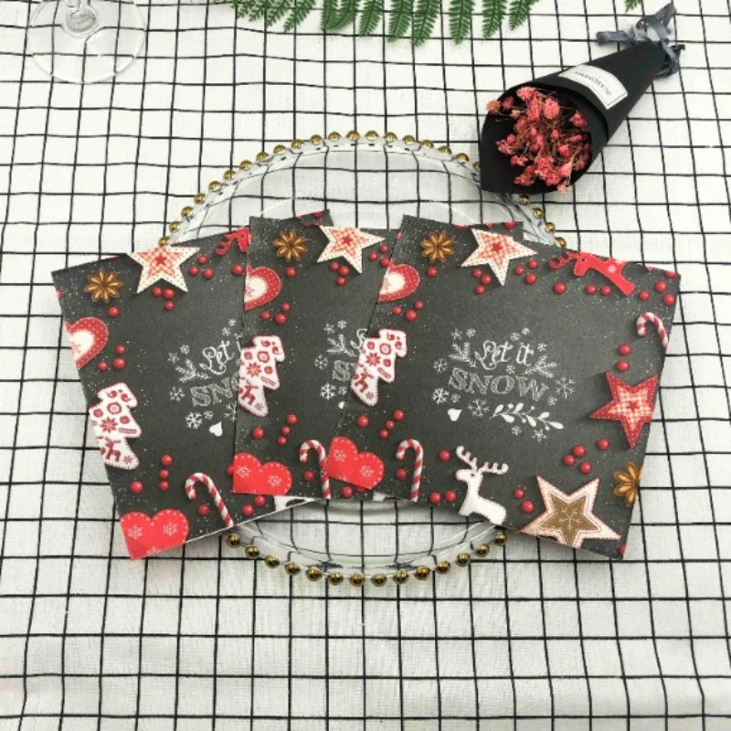 Красочные Бумажные Салфетки С Принтом Рождественская Елка Олень Звезда Дизайн