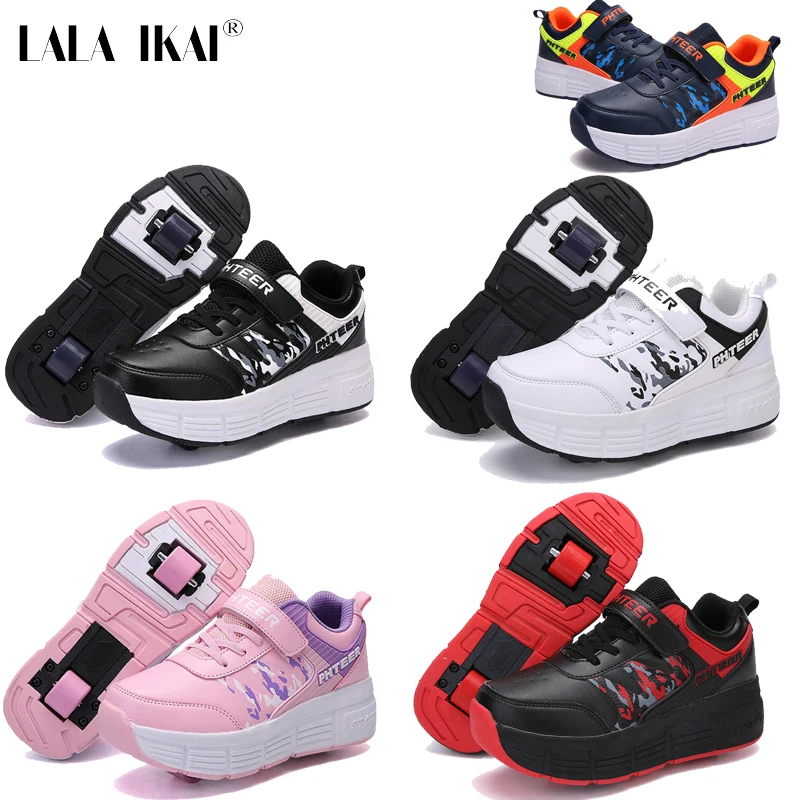 

Roller Skate Shoes for Kids Boys Girls Wheels Sneakers with On Double Wheels Children Boy Girl Roller Sneakers Tennis Shoes