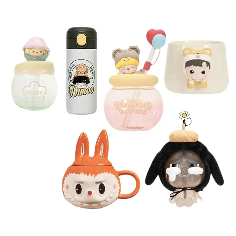 Поп Март Стеклянная чашка для воды Dimoo Соломенная Labubu милая кружка Керамическая