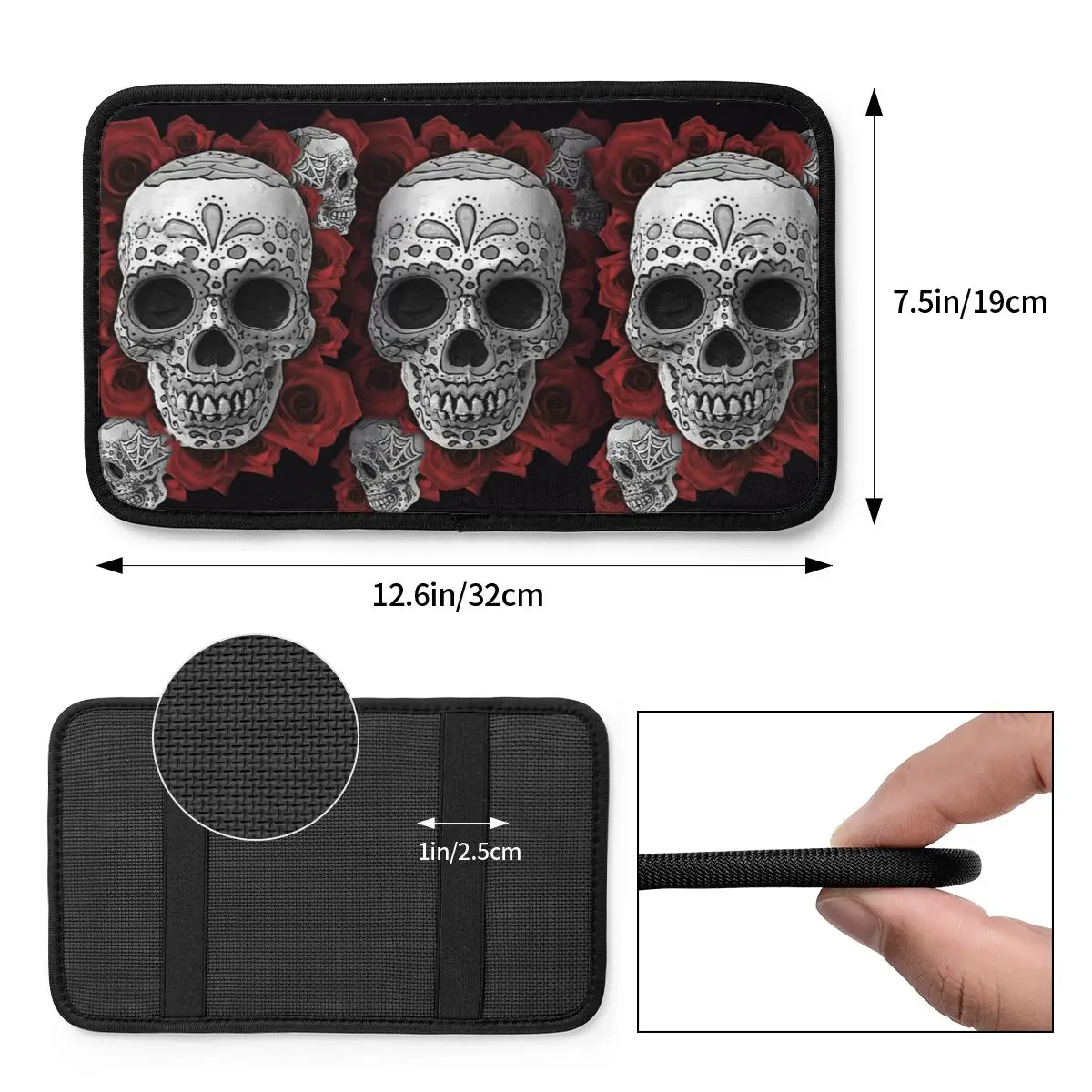 Универсальный автомобильный подлокотник кожаный коврик Мексиканский череп и