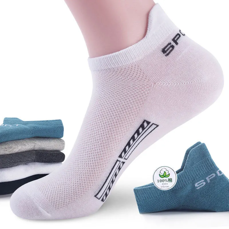 6 Pairs/lots Men White Socks Breathable Cotton Sports Socks Mesh Casual Athletic Thin Short Socks Size 38-44 носки White Socks