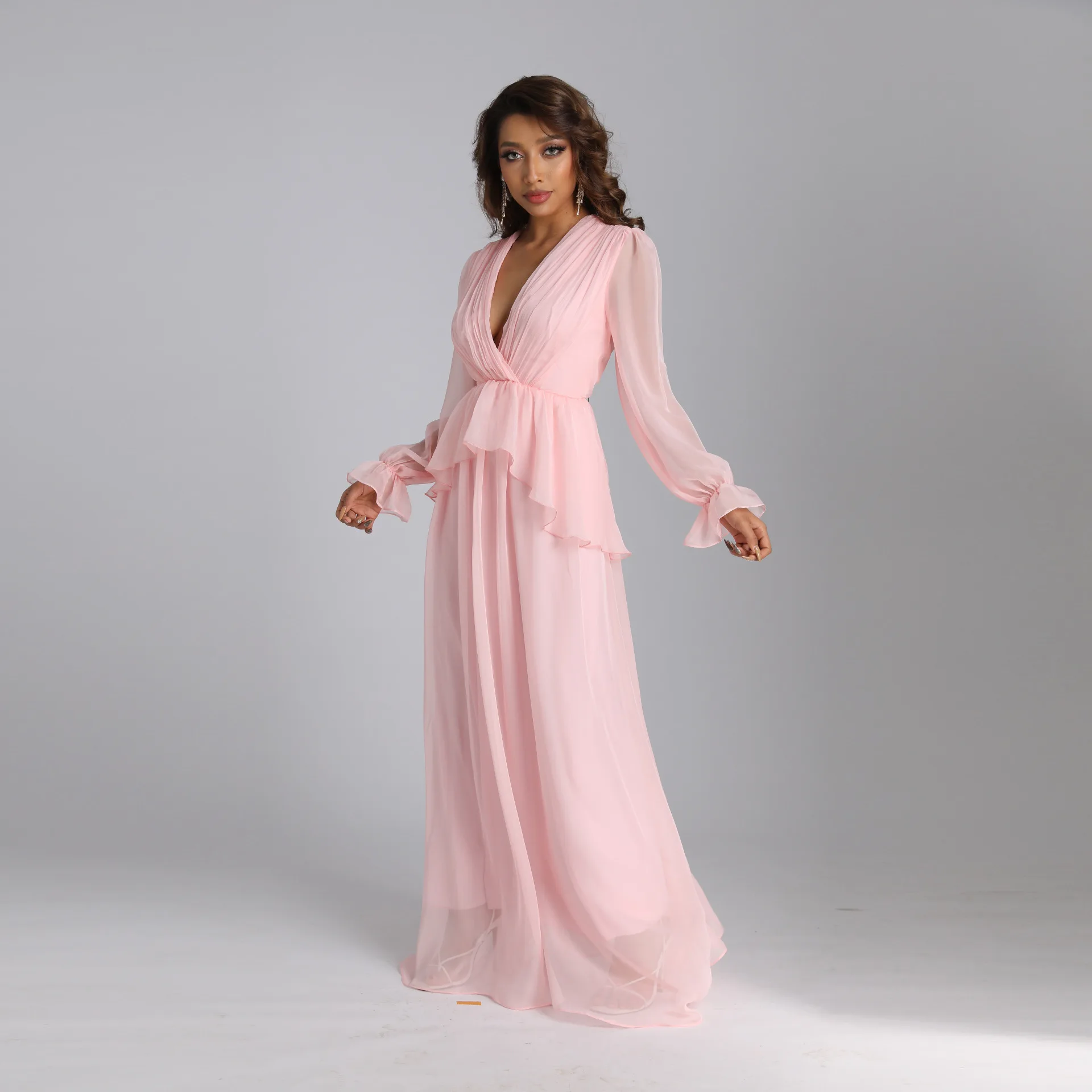 Robe Femme Musulmane 2022 New Solid Pleated Dress Middle East Elegant Muslim Dress Abayas For Women Turkish Evening Dresses