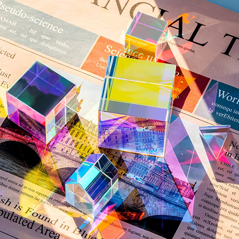 Фото Мини K9 Кристаллическая призма Куб Оптическое стекло RGB Дисперсия Призма X-Cube для преподавания физики Художественный декор Изготовление ювелирных изделий Ремесло DIY №3