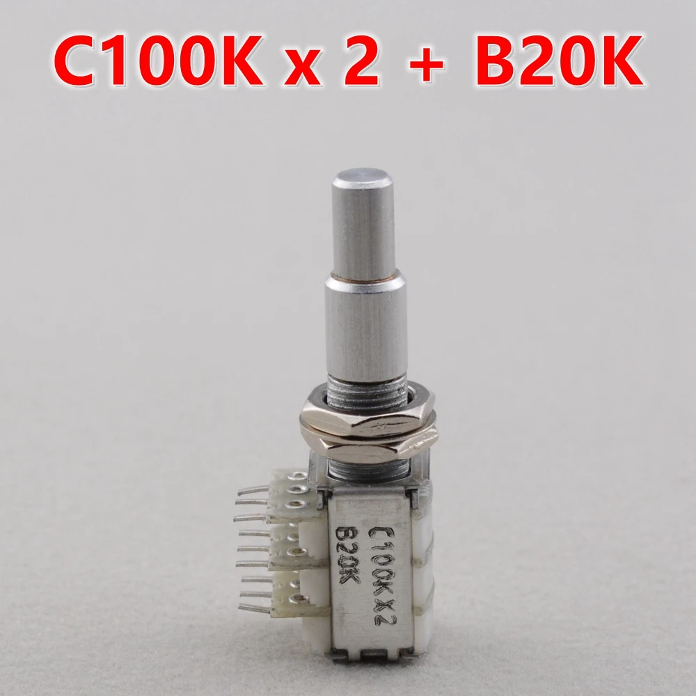 

1 Piece Stacked Dual Concentric Potentiometer(POT) With Center Detent C100K x 2 and B20k - KR(Origin)