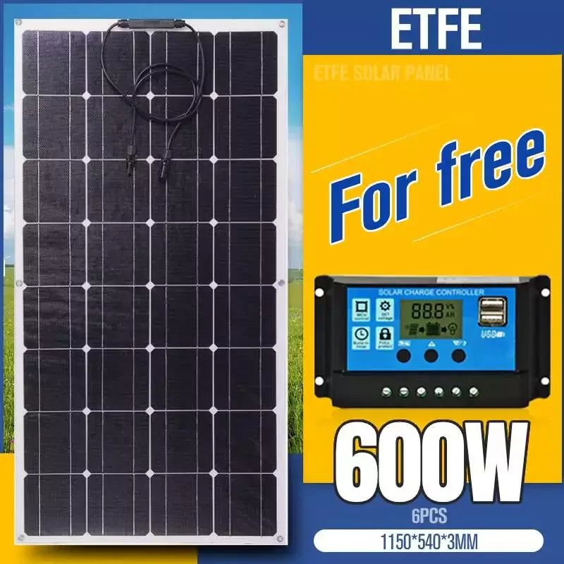 

2023NEW Solar Panel 18V 300W 600W ETFE Solar Power Generator System Solar Panel Kit Complete RV Car Battery Charger For Home Out