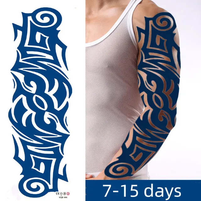 Waterproof Temporary Tattoo Sticker Semi-Permanent Totem Lion Skull Full Arm Large Size Sleeve Fake Tattoo Flash Tattoo For Men 2