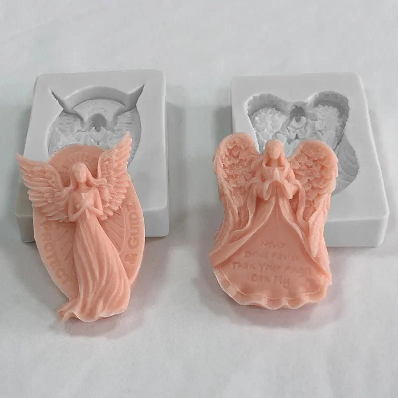 DIY Крыло Ангел Свеча Силиконовая Форма Молись Женщины Статуя Тела Мыло Смола Гипс