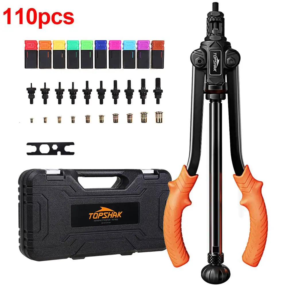 TOPSHAK RG2 14Inch Manual Riveter Threaded Nut Riveting Kit Double-handled Ram Tool Rivet Nut Guns Tool