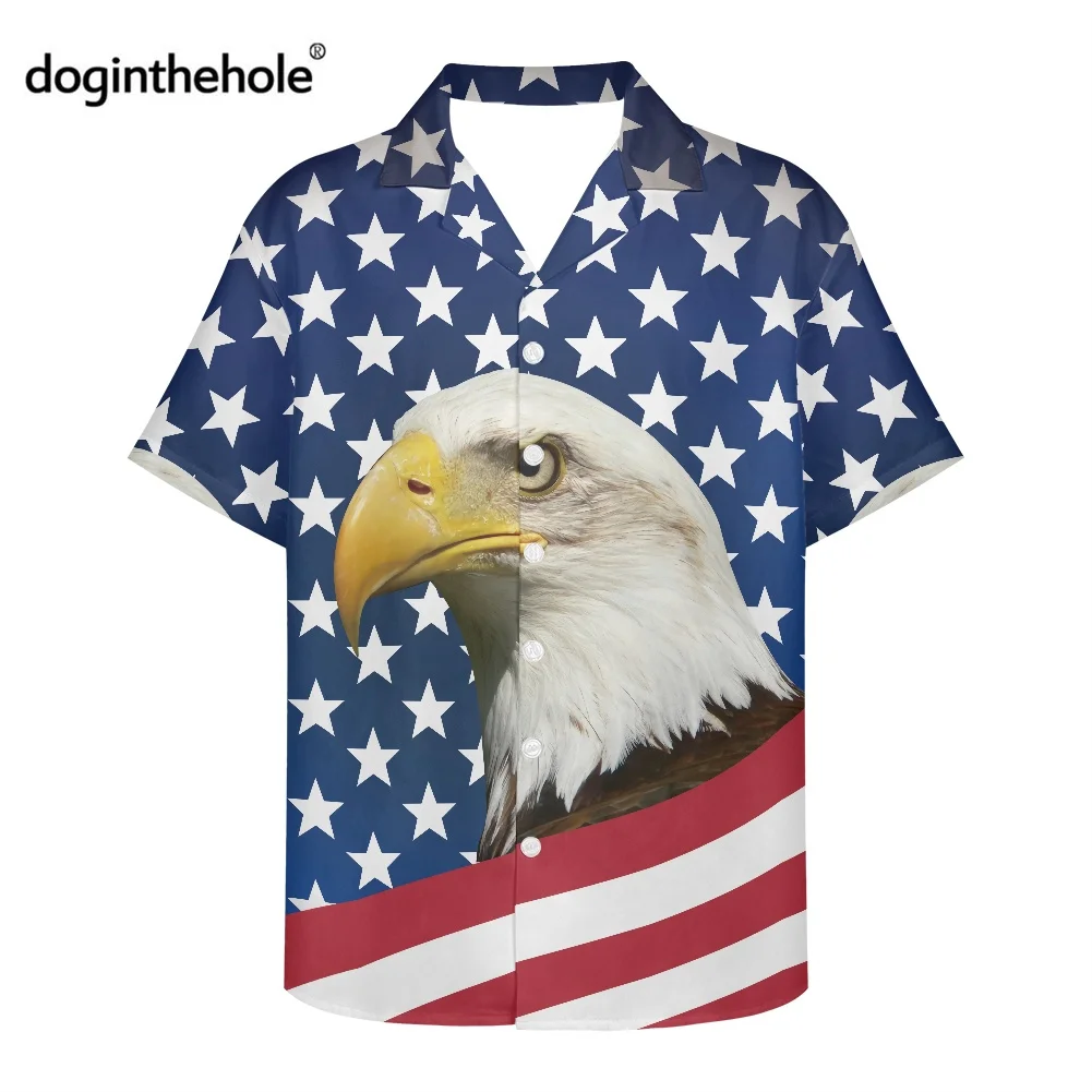 

Новинка 2022, Лидер продаж, мужская рубашка Doginthehole с коротким рукавом, летняя повседневная Пляжная рубашка с принтом на День Независимости, по...