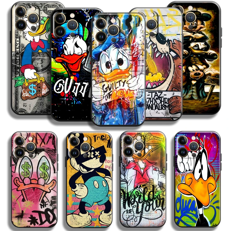 Disney Graffiti Mickey Duck For Apple iPhone 13 12 11 Pro Max Mini X XR XS Max SE 5 5s 6 6S 7 8 Plus Phone Case Soft Coque
