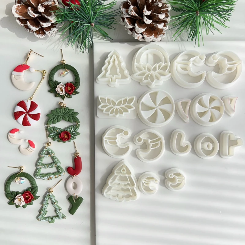 

Christmas Series Soft Clay Mold Hollow Christmas Tree Garland Polymer Clay Cutter DIY Earring Pendant Modeling Clay Tools