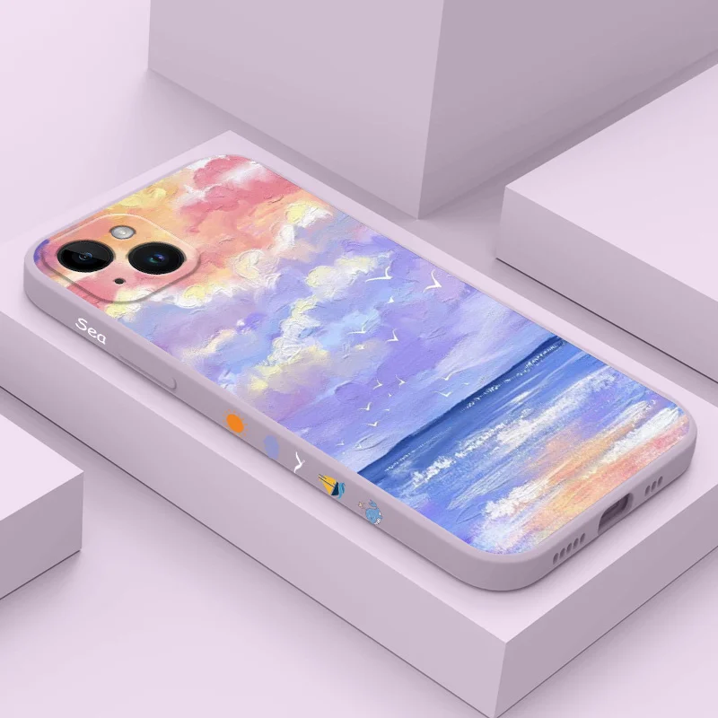 Чехол для телефона с изображением неба iPhone 16 15 14 13 12 11 X XR XS Plus Pro Max Mini силиконовый