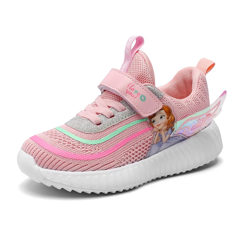 

Disney cartoon frozen 2 children's shoes autumn new student sports shoes flying woven breathable princess elsa girls sneaker