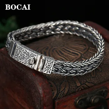 Trendy Sterling Silver Fashion Flower Buckle Men's Bracelet 1