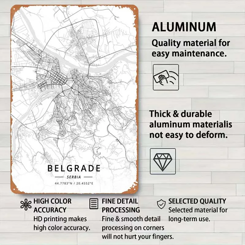 Белградская Карта Сербии искусственное металлическое украшение для стен
