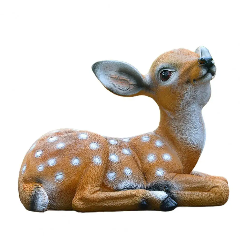 

1 Pair Deer Figurine Lying Position Realistic Adorable Sika Deer Ornament Crafts Decoration Home Decor