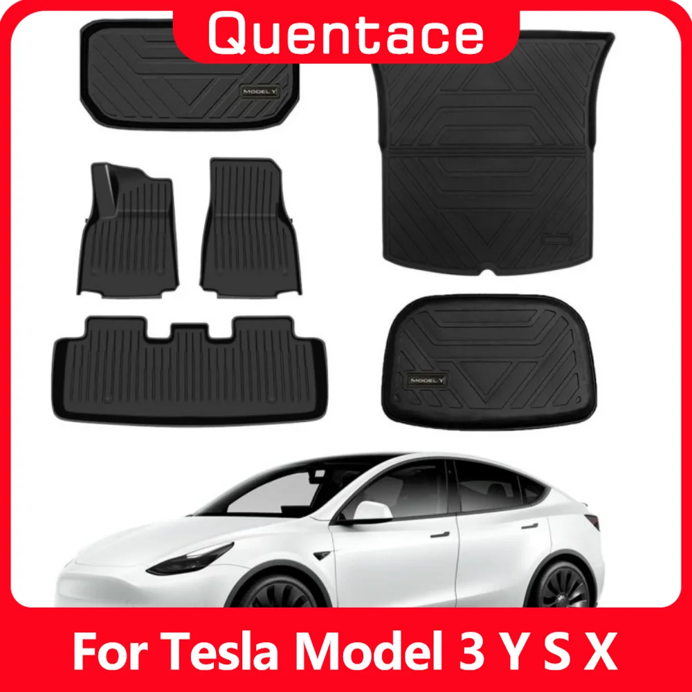 

Pedigree 3D TPE Material for Tesla Model Y Floor Mats Set Full Cover All Weather Rear Trunk Liners Heavy Duty Rubber Odorless