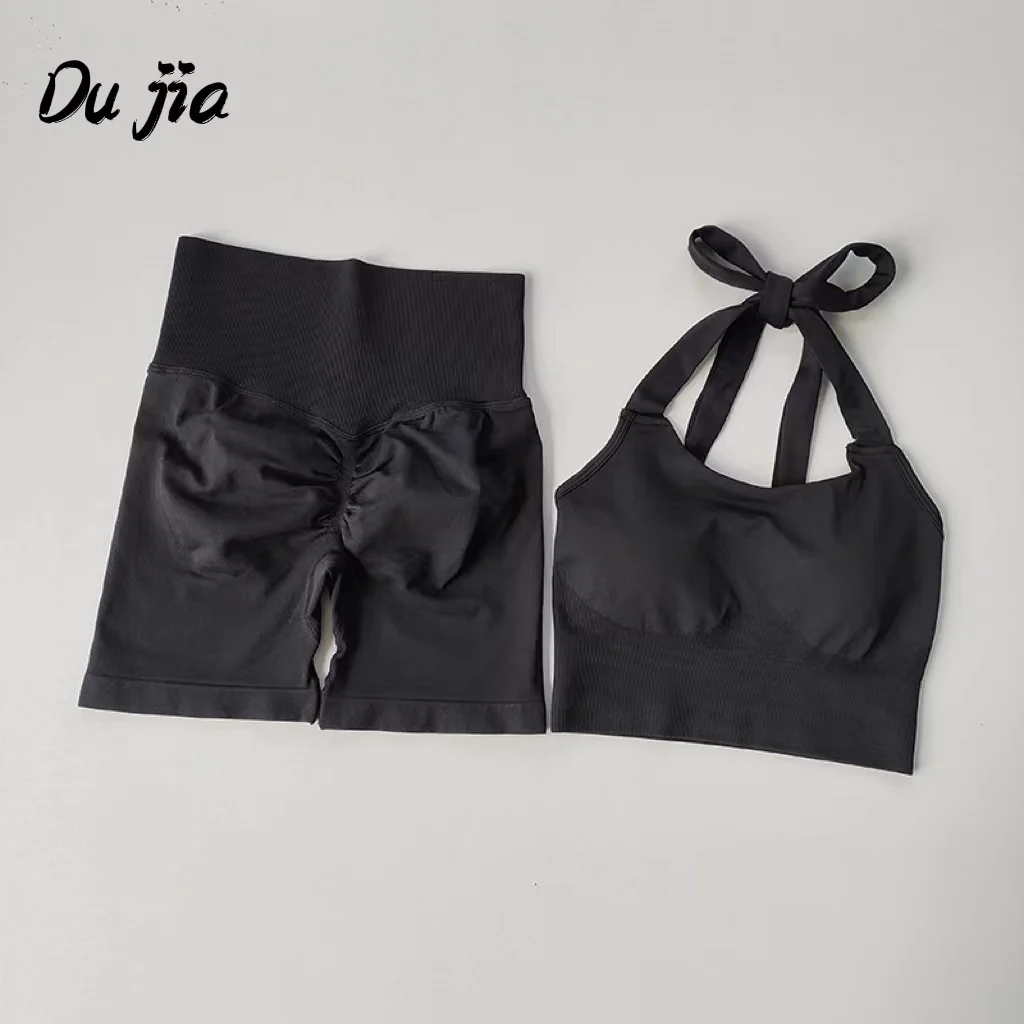 2022New Seamless High Waist Yoga Set Women 2 Piece Outfits Gym Suits Sexy Sports Bra Shorts Workout Tracksuit Fitness Sportswear